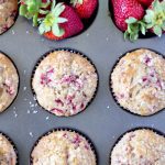 A pan filled with muffins