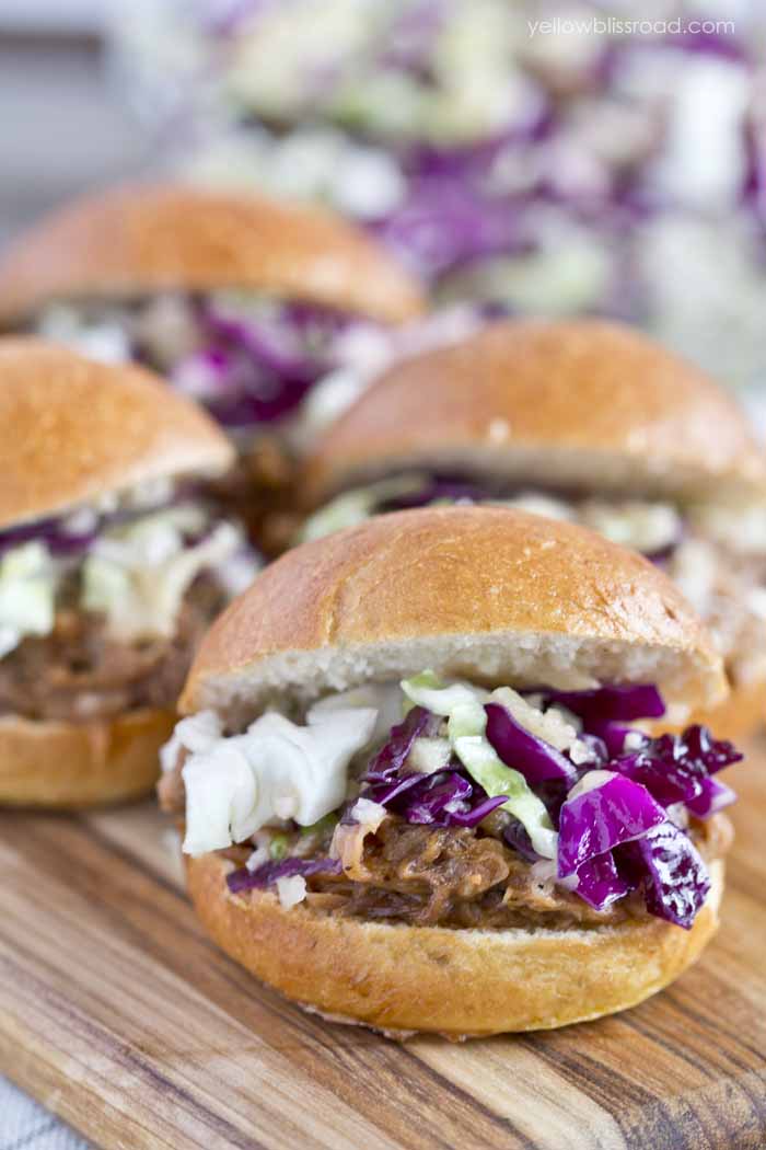 Slow Cooker Barbecue Pulled Pork Sliders & Pineapple Slaw Yellow