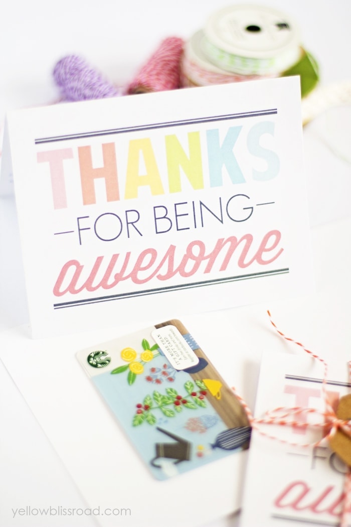 Free printable Thanks for Being Awesome Cards