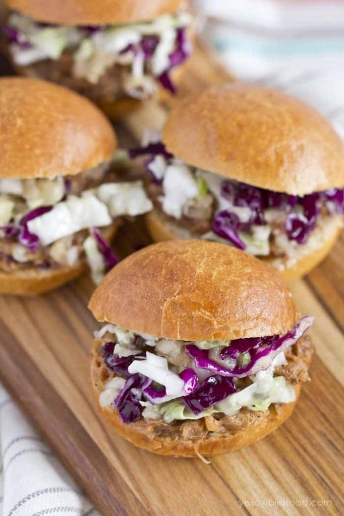 Slow Cooker Barbecue Pulled Pork Sliders & Pineapple Slaw Yellow