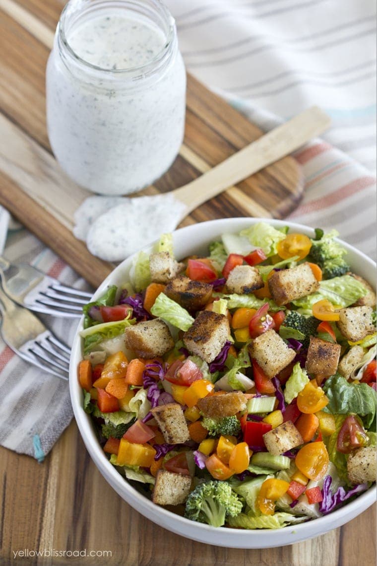 farmer’s market salad with homemade ranch dressing