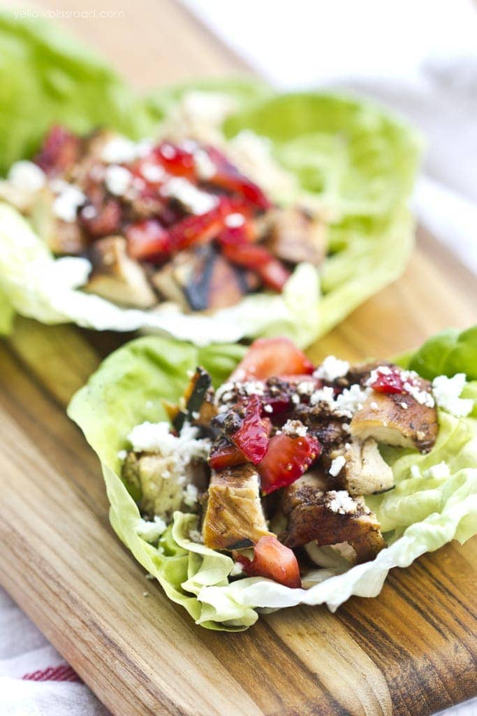 Strawberry & Balsamic Chicken Lettuce Wraps