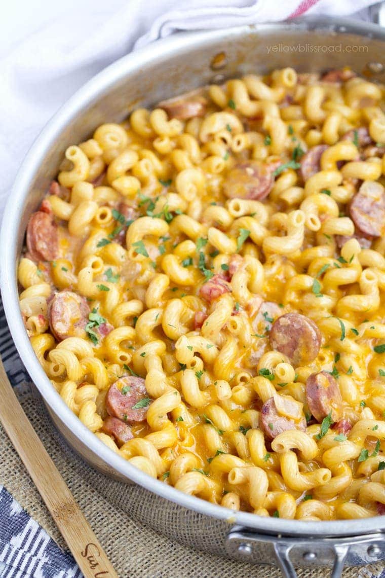 One Pan Chicken Apple Sausage Pasta | YellowBlissRoad.com