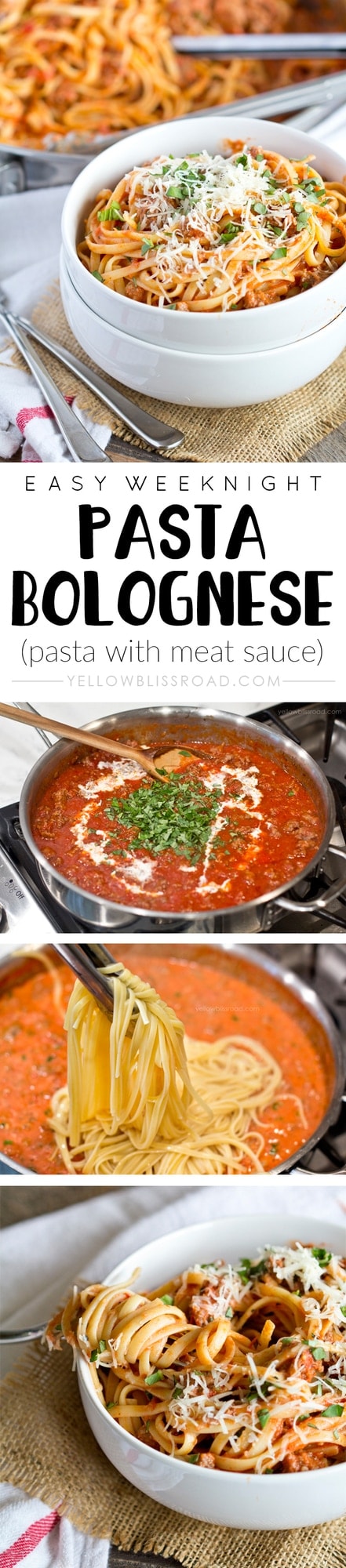 Easy Weeknight Pasta Bolognese - Perfect for busy weeknights and ready in 30 minutes. Such a rich and meaty tomato sauce that your whole family will love!