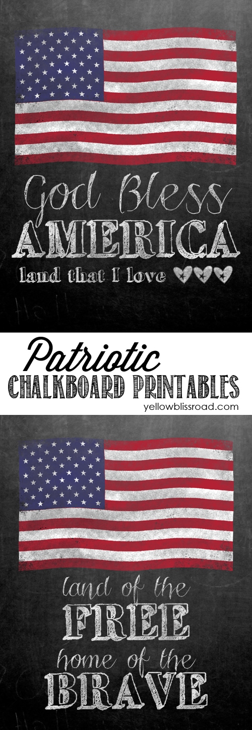 Free Printable Chalkboard with patriotic quotes for 4th of July- lots of free printables on this site!