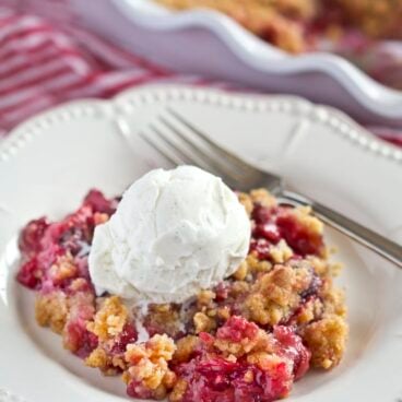 A close up of Berry Cobbler