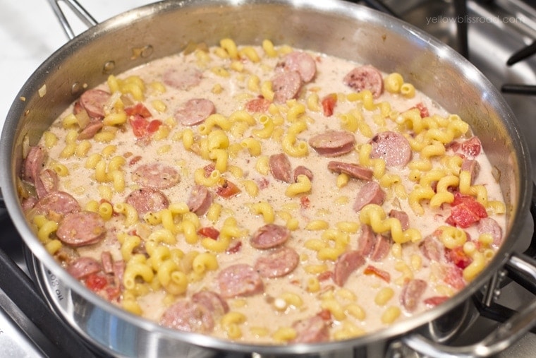 One Pan Chicken Apple Sausage Pasta | YellowBlissRoad.com