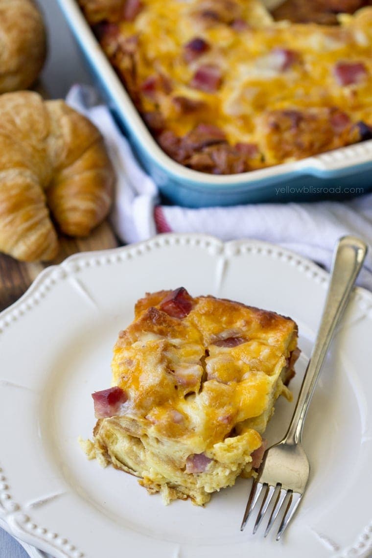 Ham & Cheese Croissant Breakfast Casserole