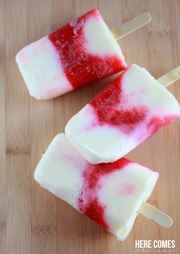 Strawberry Vanilla Yogurt Popsicles