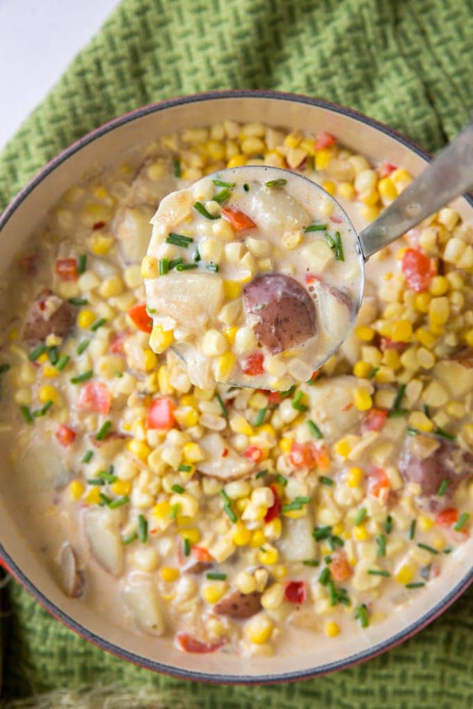 A close up of Corn Chowder