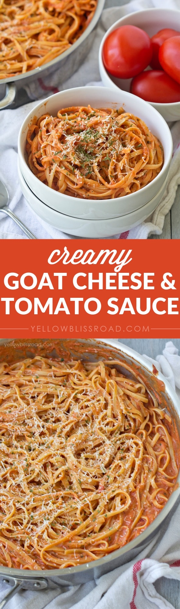 Creamy Goat Cheese & Tomato Sauce - Just two ingredients in this rich and creamy sauce!