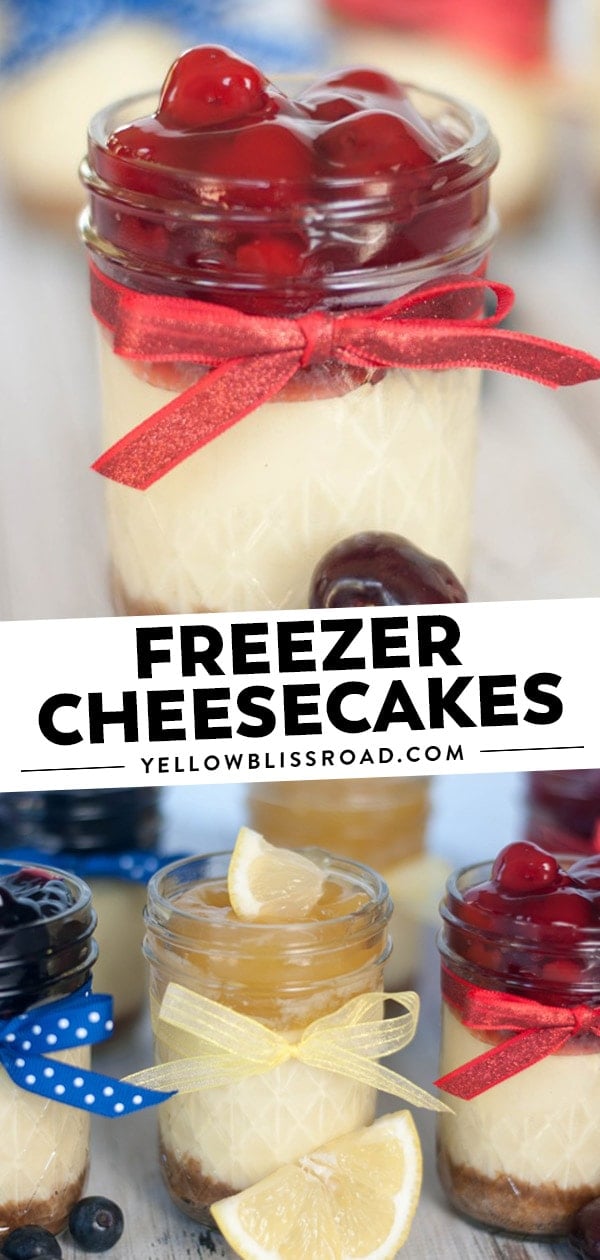 Social media image of freezer cheesecakes