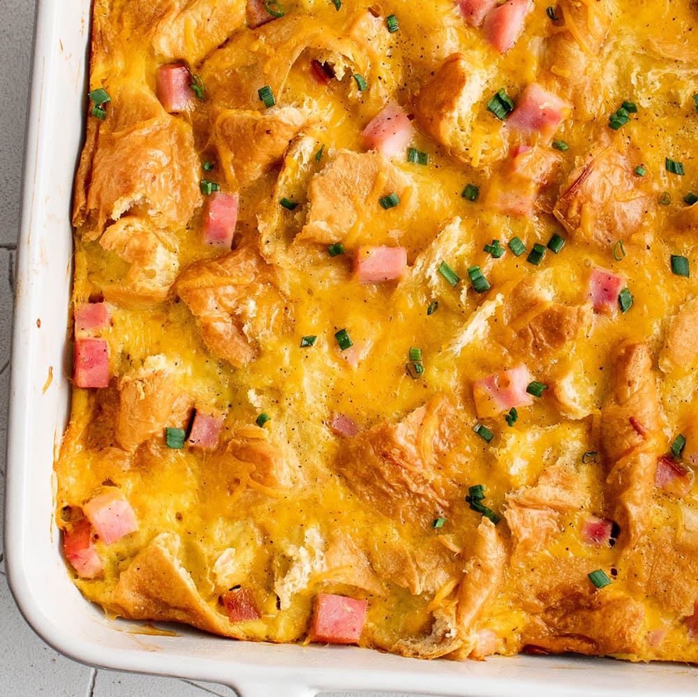Ham and Cheese Croissant Breakfast Casserole