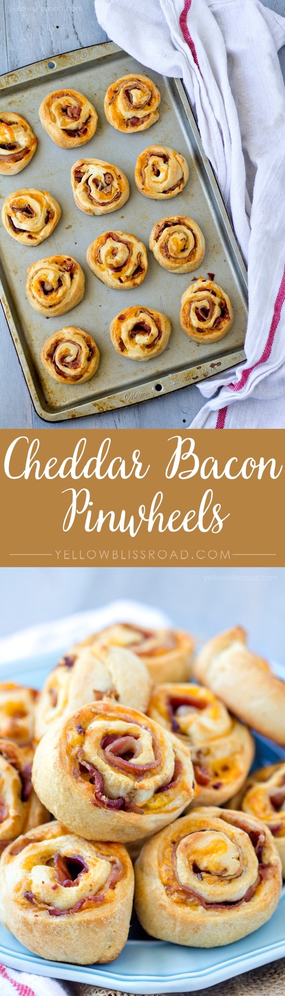 Easy bacon Cheddar Pinwheels | YellowBlissRoad.com