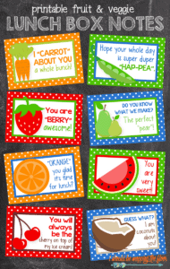 Funny Fruity LunchBox Notes (Free Printable)