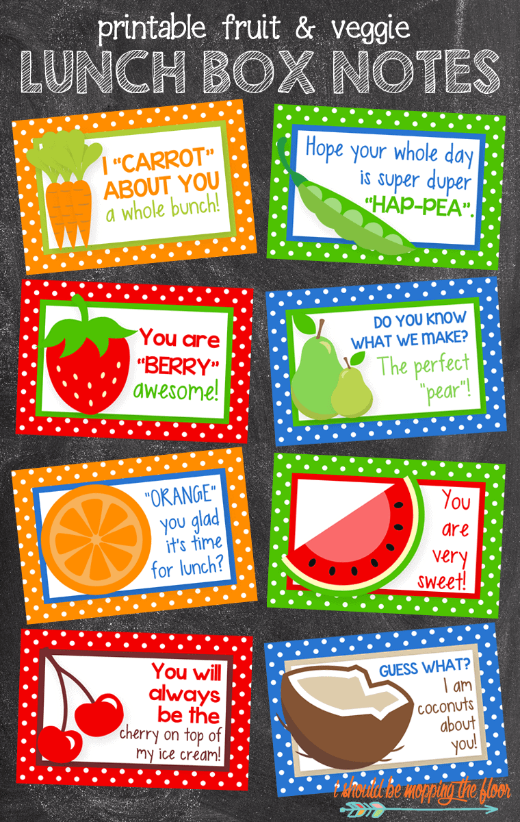 Printable lunch box notes