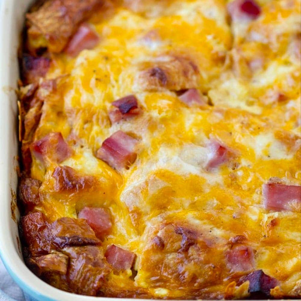 Ham and Cheese Croissant Breakfast Casserole