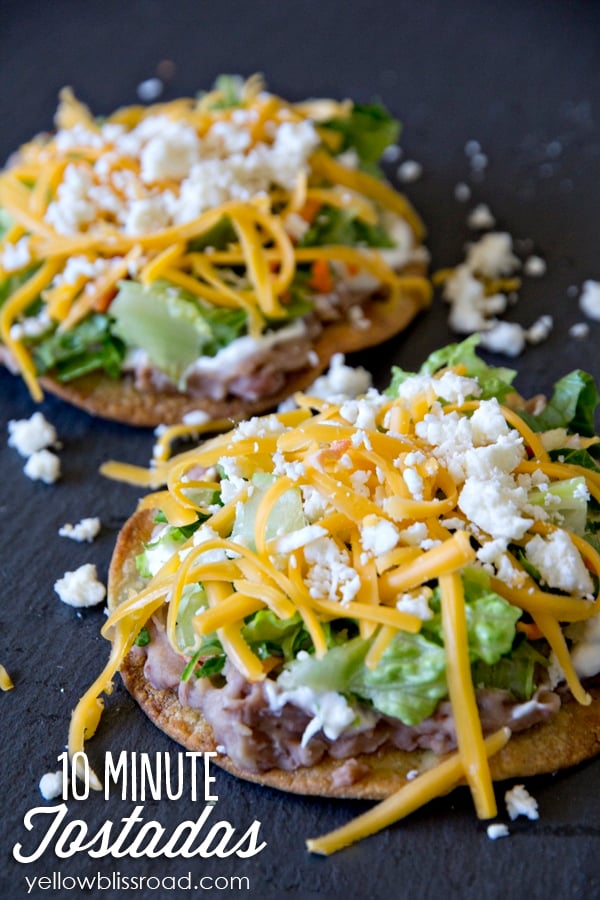 These oven baked tostadas are a complete meal, and will have dinner on the table in just ten minutes - they are so yummy!
