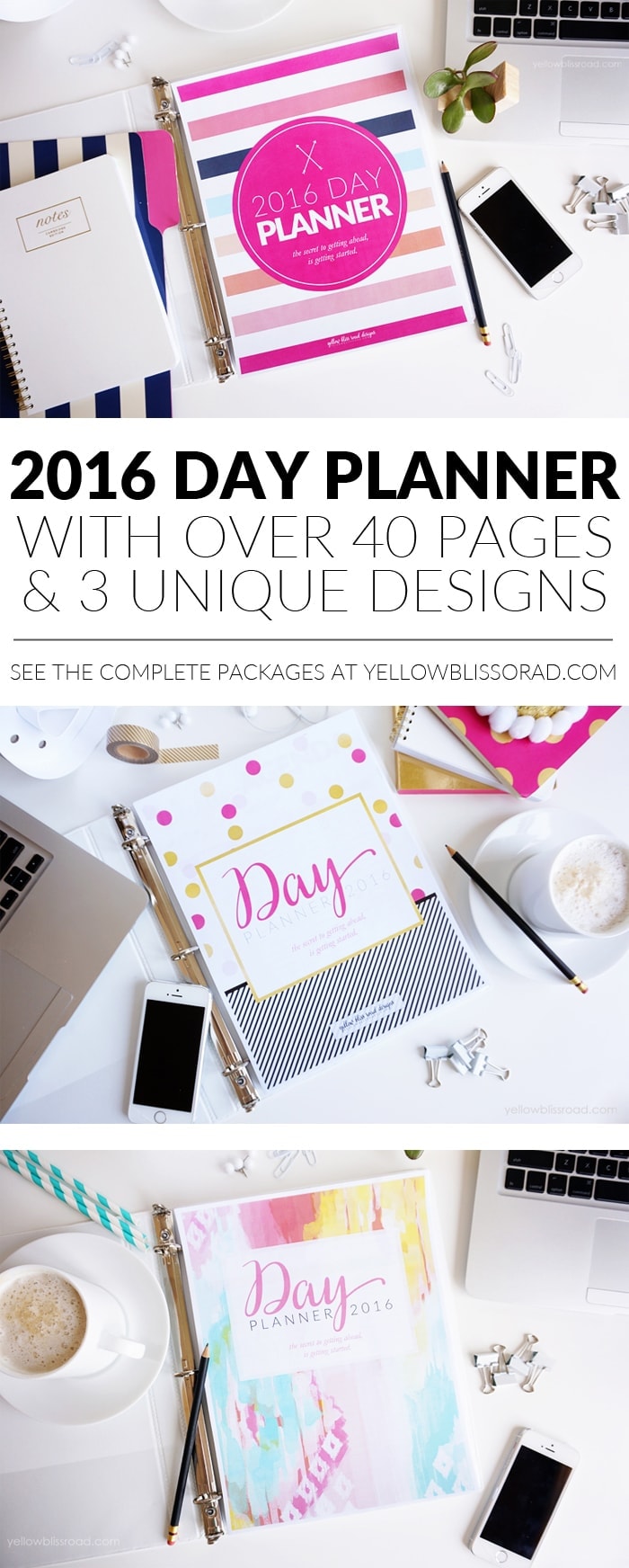 ALL NEW 2016 Blog Planners, Day Planners and Menu Planners Yellow