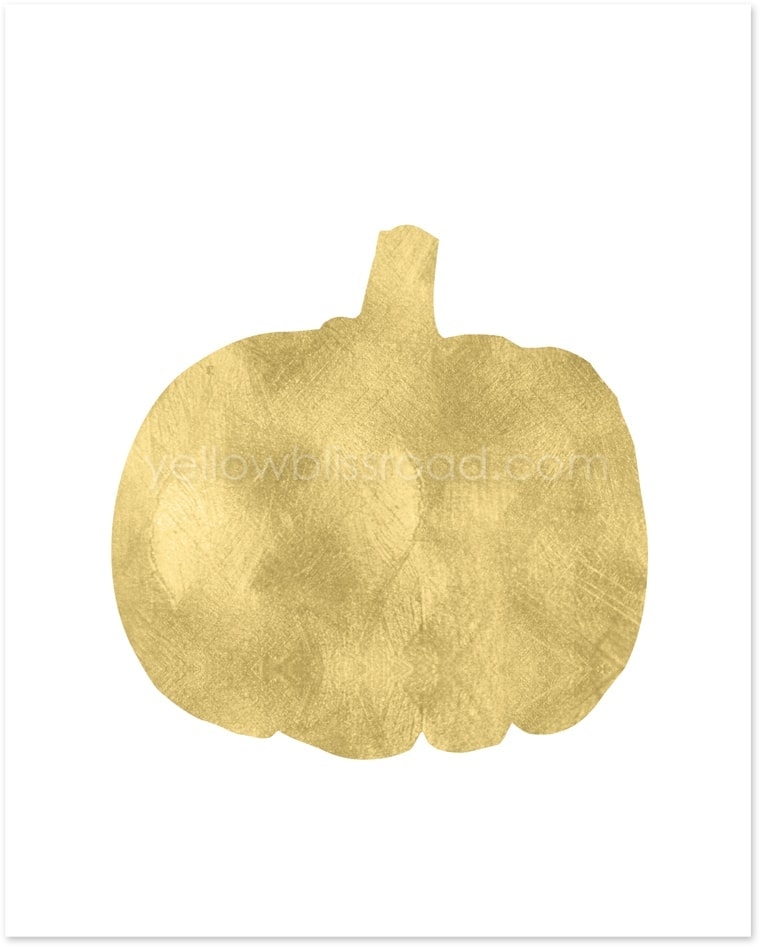 Gold Pumpkin printable - part of the gold Halloween Collection from Yellow Bliss Road