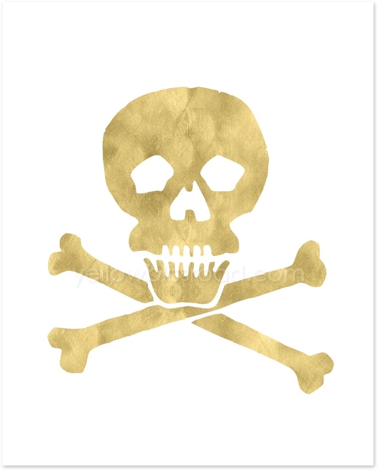 Gold Skull printable - part of the gold Halloween Collection from Yellow Bliss Road