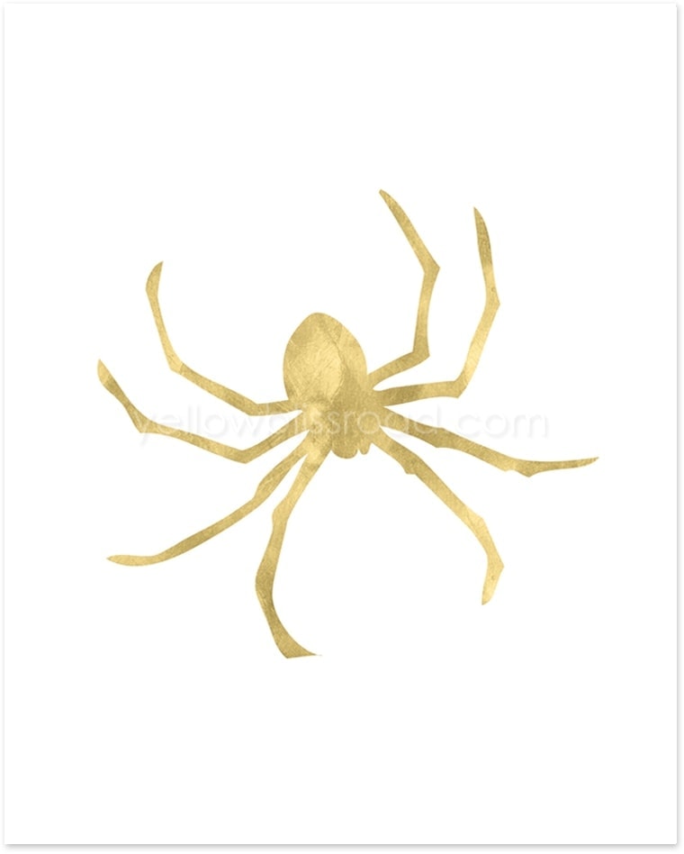 Gold Spider printable - part of the gold Halloween Collection from Yellow Bliss Road