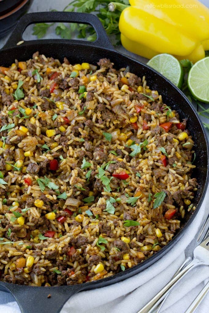 One Pan Tex Mex Beef and Rice