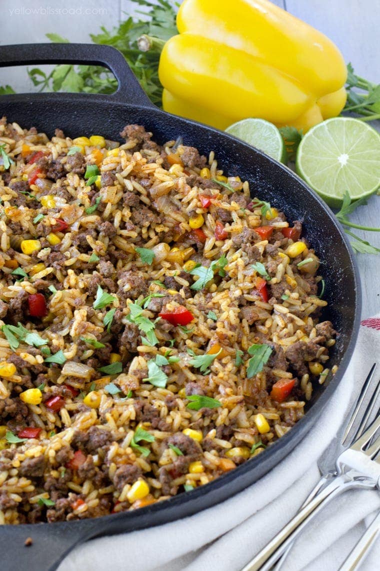 Tex Mex Beefy Rice Skillet