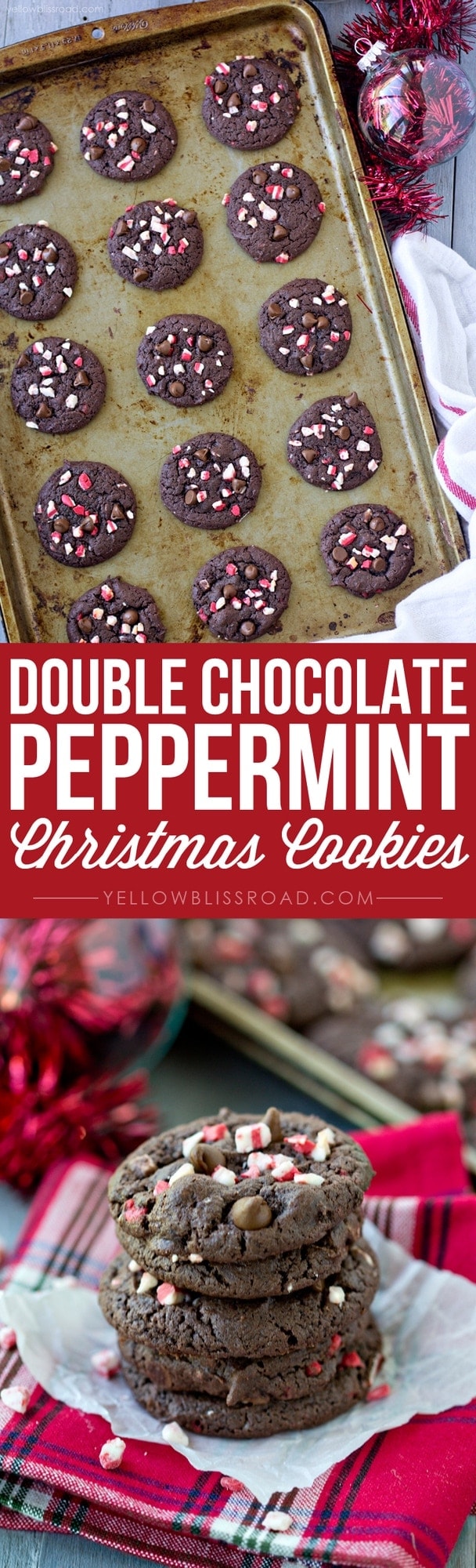 Double Chocolate Peppermint Christmas Cookies made with just 5 ingredients!