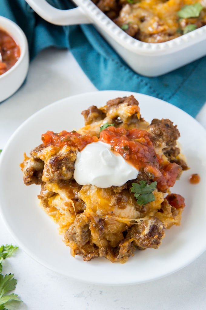 A plate of Mexican Breakfast casserole