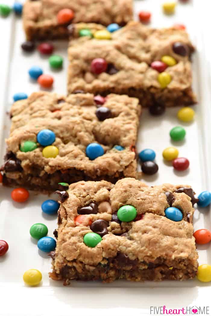 A close up of Monster Cookie Bars