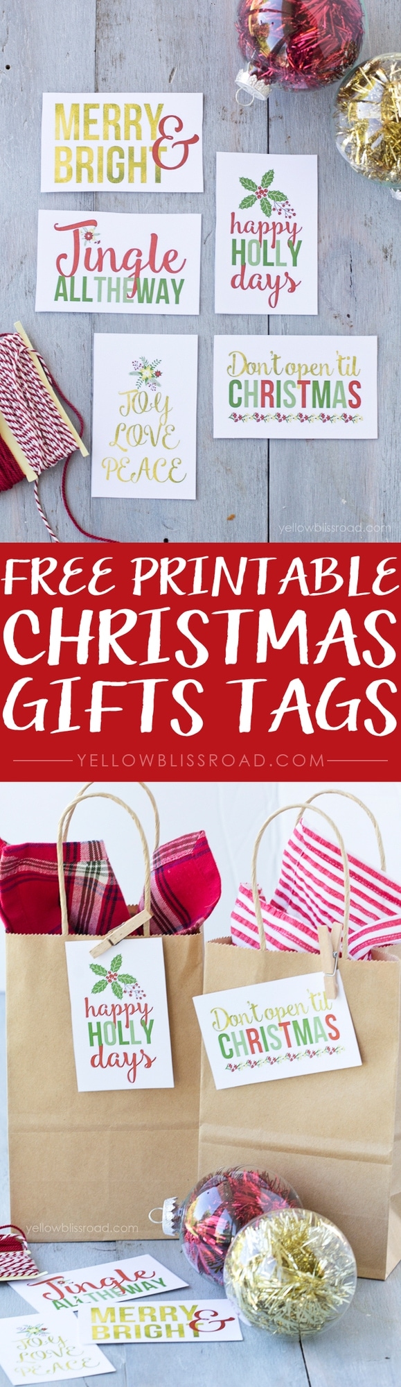 Set of 5 Free Printable Gift Tags - Coordinates with Christmes Planner, and Christmas Countdown printables.