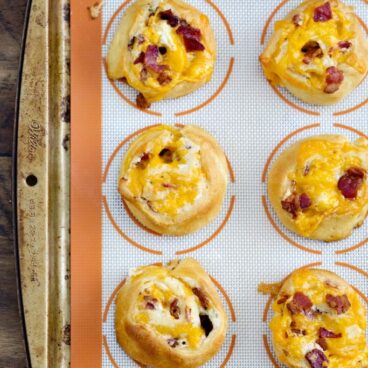 A close up of Cheddar Bacon Pinwheels