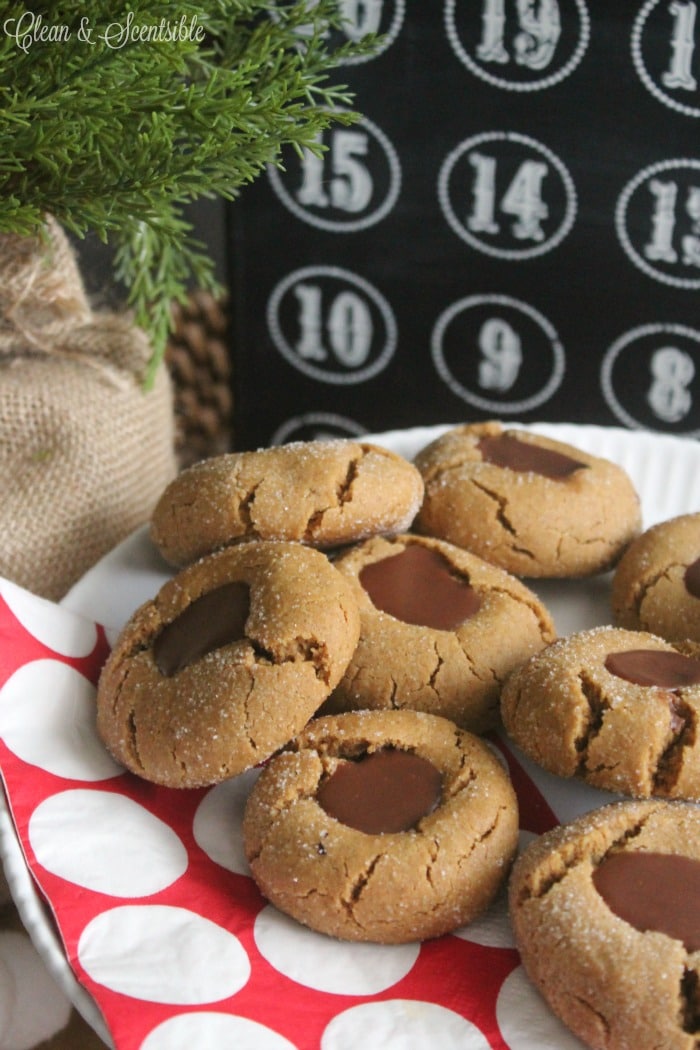 These Gingerbread Chocolate Thumbprint Christmas cookies are soft and chewy with the perfect hint of chocolate!