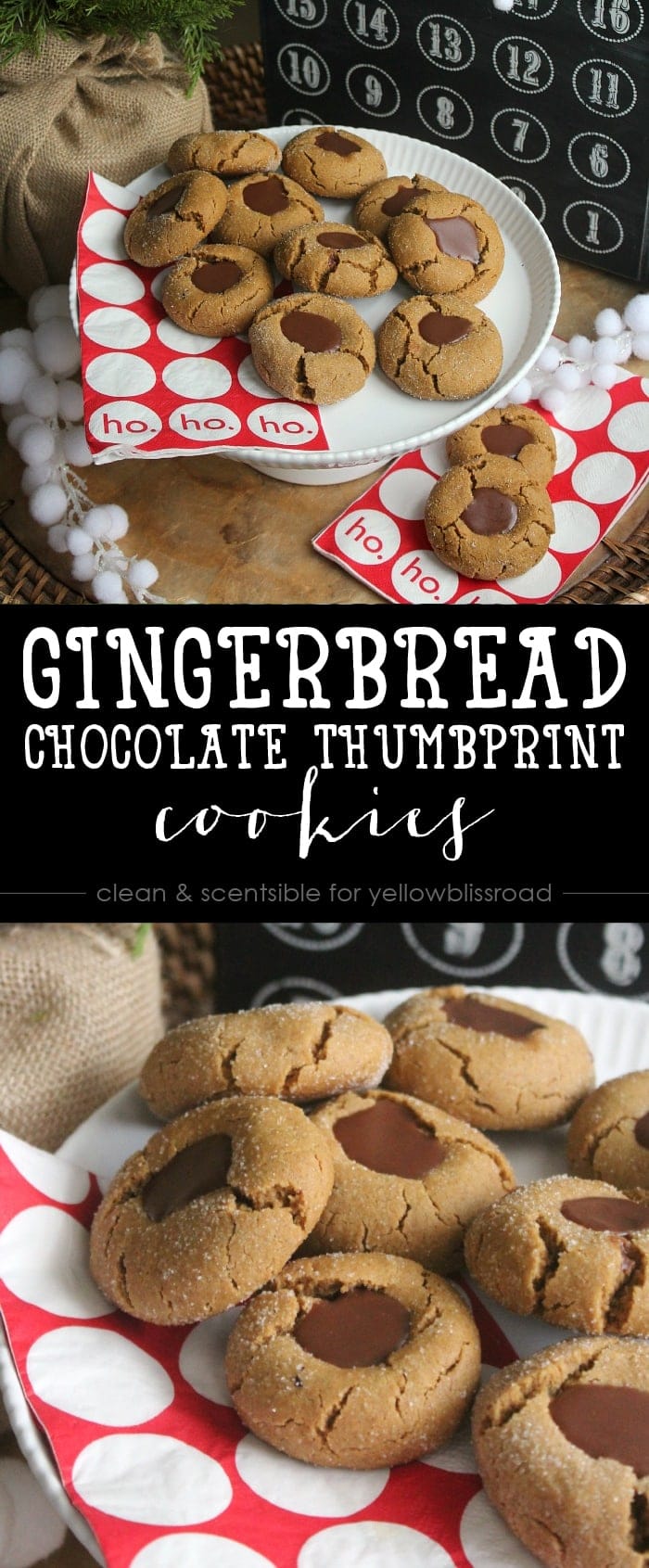 Gingerbread Chocolate Thumbprint Cookies