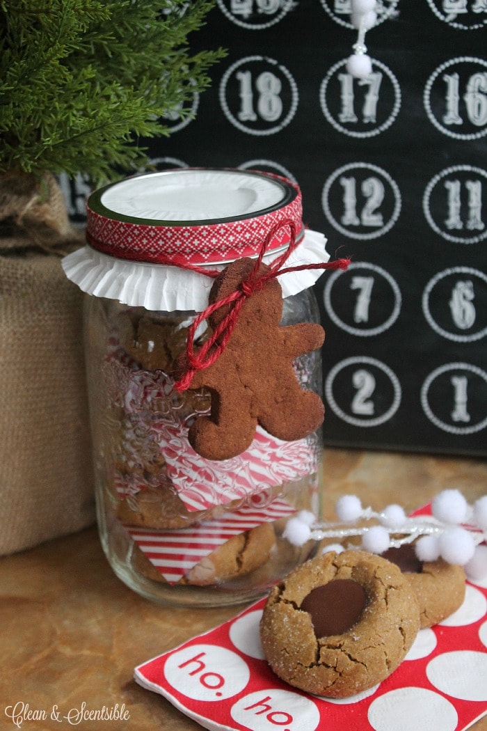 These Gingerbread Chocolate Thumbprint Christmas cookies are soft and chewy with the perfect hint of chocolate!