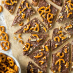 Chocolate covered toffee with pretzels