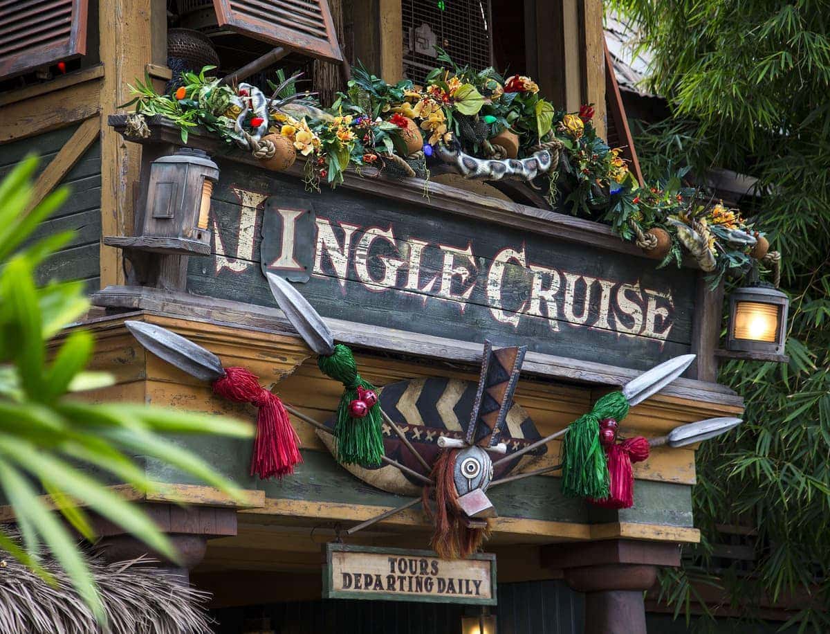 JINGLE CRUISE (ANAHEIM, Calif.) Jingle Cruise invites guests to join a jolly excursion at Disneyland park, as the Jungle Skippers spread holiday cheer while theyre far away from home only during the Holidays at the Disneyland Resort, Nov. 13 through Jan. 6, 2016. In celebration of the season, Disneyland park transforms into a dazzling winter wonderland with festive décor, holiday-themed treats and attractions transformed for the season of its a small world Holiday and Haunted Mansion Holiday. This year, the Diamond Celebration adds even more sparkle to the exciting entertainment, which includes A Christmas Fantasy parade, Disney ¡Viva Navidad!, Paint the Night and the Disneyland Forever fireworks spectacular. (Paul Hiffmeyer/Disneyland Resort)