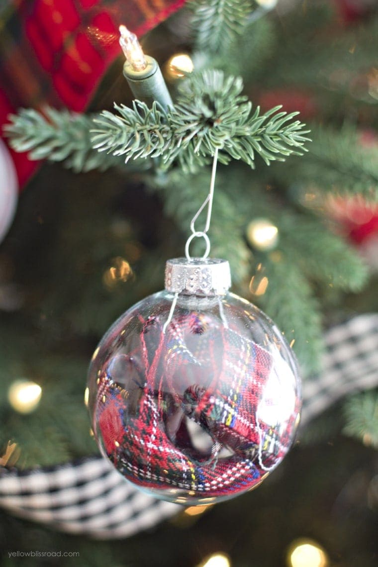 DIY Plaid fabric Christmas ornament