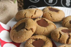 Gingerbread Chocolate Thumbprint Christmas Cookies