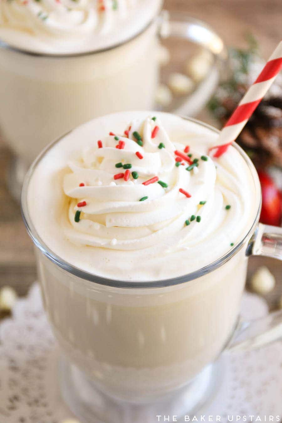 A close up of a cup of White Hot Chocolate