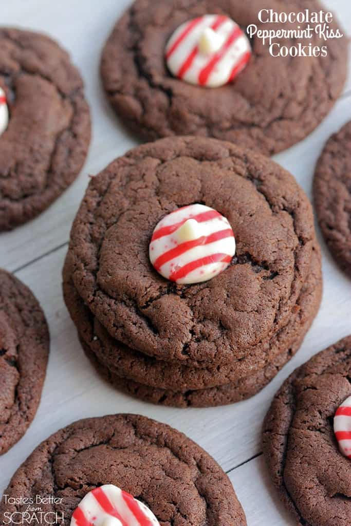 chocolate peppermint kiss cookies