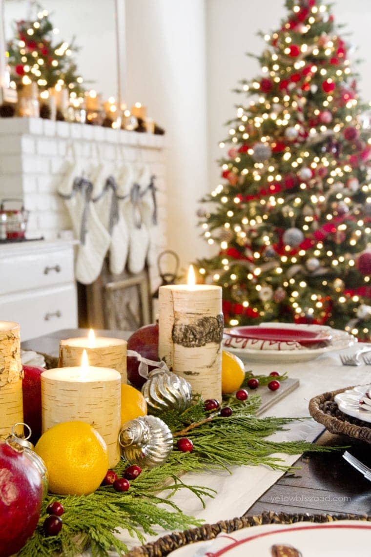 Christmas for the Dining Room and Tree in Classic Reds and Rustic Plaids