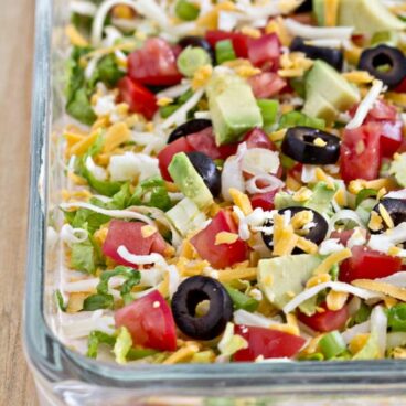 A close up of Skinny Taco Dip