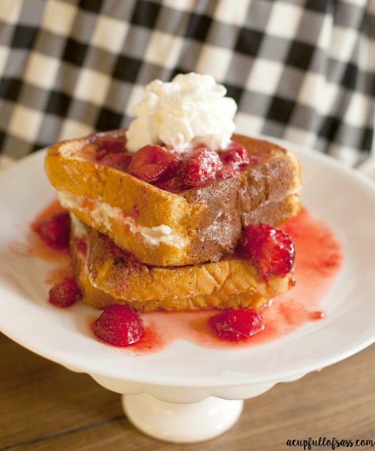 French toast with strawberries on a plate
