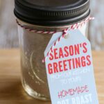 Jar of pot roast seasoning with holiday tag