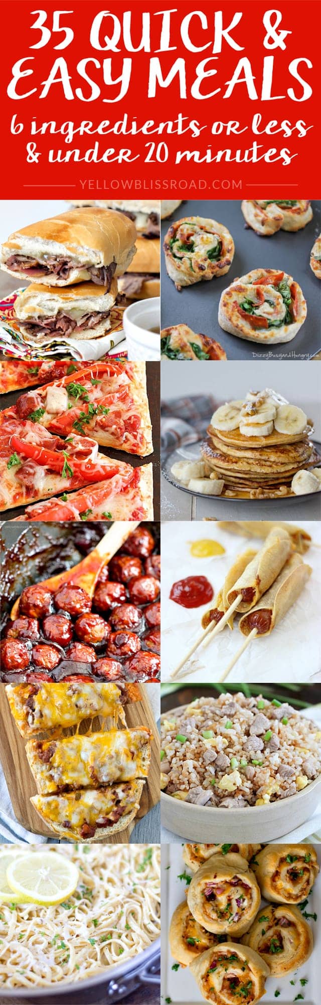 35 Quick and Easy Meals - with 6 ingredients or less and ready in 20 minutes