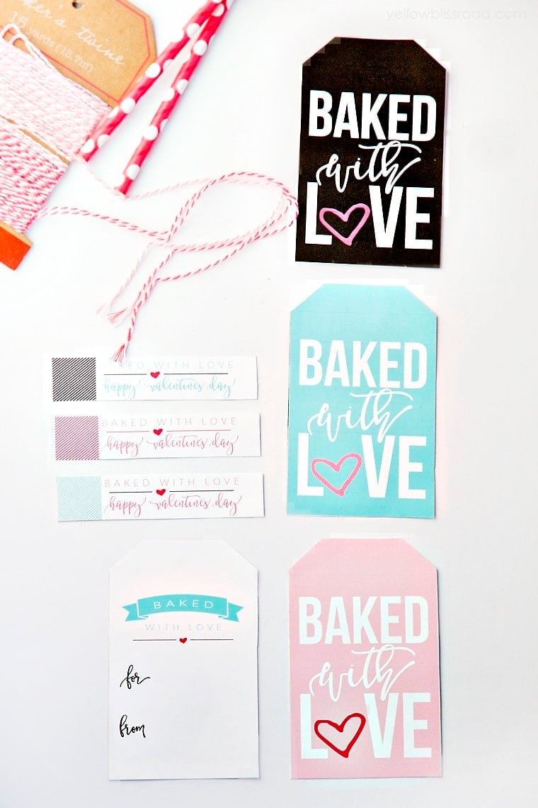 Baked with Love Printable Valentine Treat tags