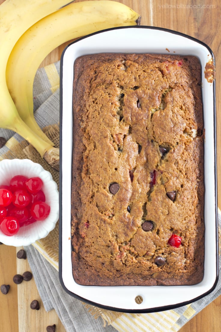 Banana Bread with Chocolate Chips & Cherries Yellow Bliss Road