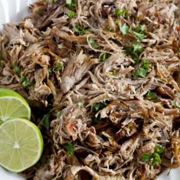 A plate of Pork Carnitas